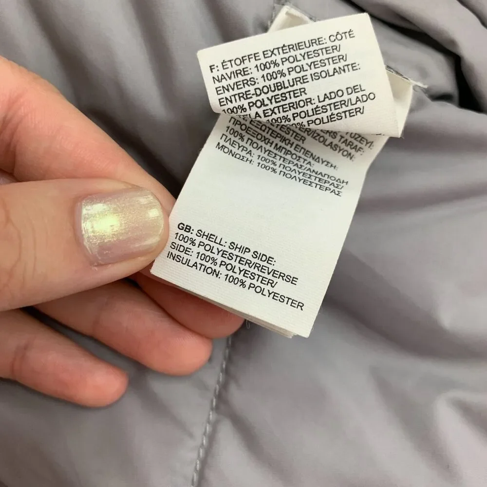 The North Face Reversible Jacket Girls Youth M Medium Aqua Grey Quilted Filled